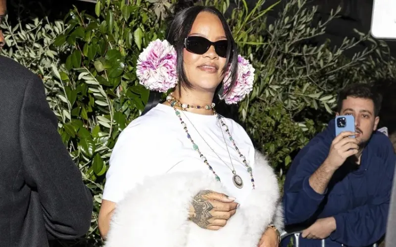 Rihanna turns heads with bold accessories at Paris fashion week