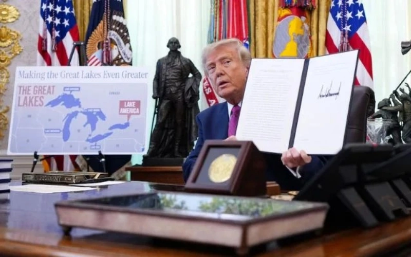 Trump signs order renaming Lake Ontario as ‘Lake America’