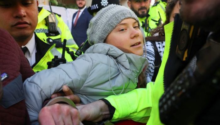 Greta Thunberg Held at Fossil-Free London Protest