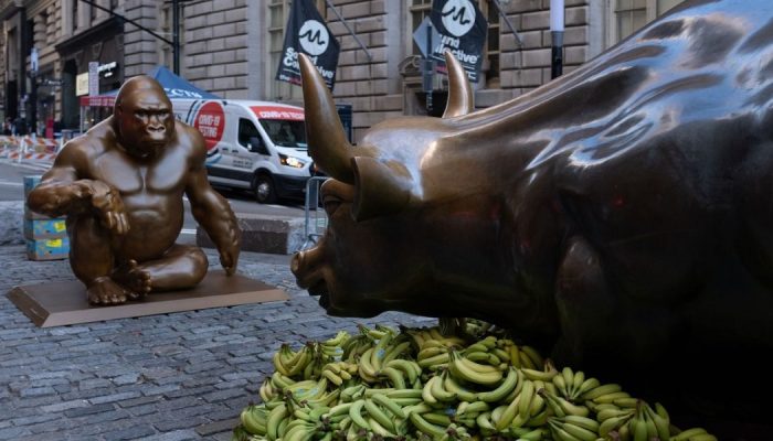 Harambe gorilla statue has placed opposite Wall Street's Charging Bull