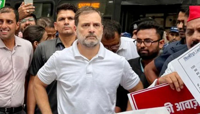 Rahul Gandhi detained during protest against vote theft